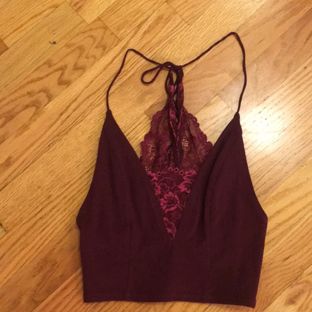 Burgundy Free People crop top